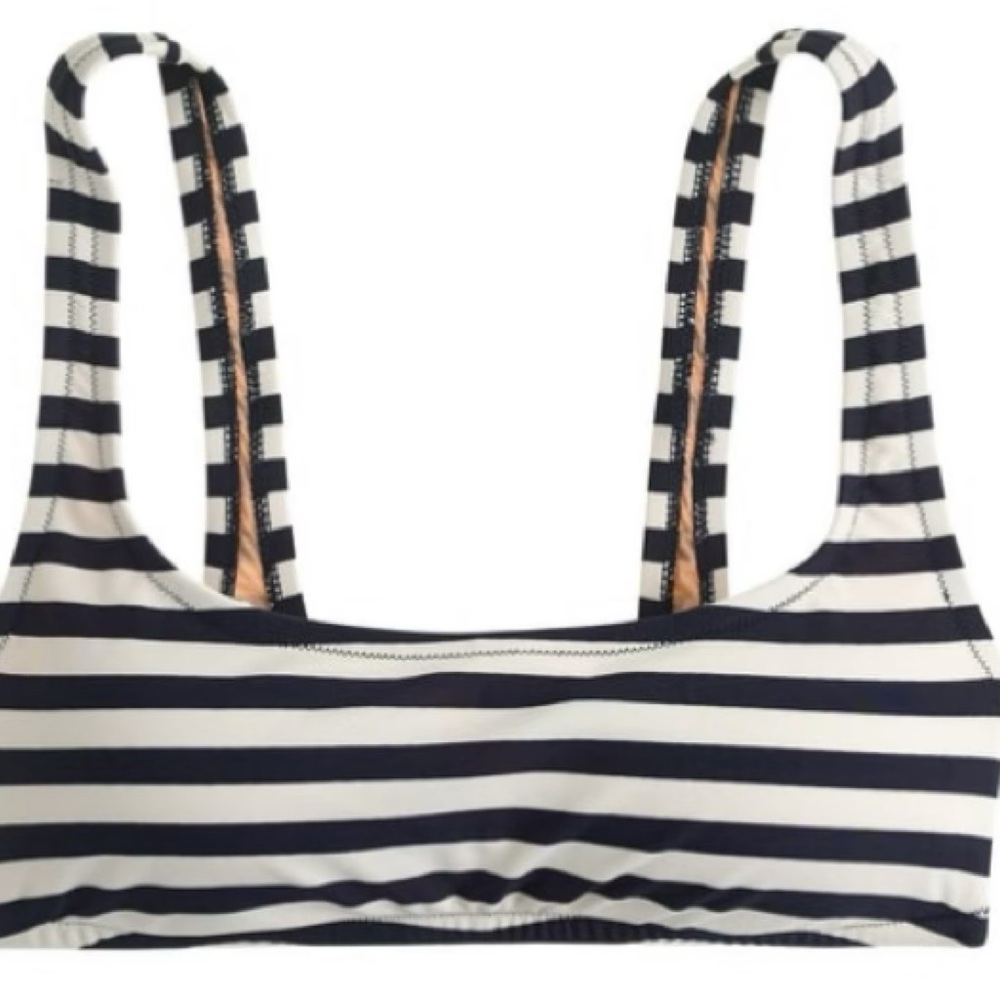 Jcrew Striped scooped Bikini in navy/ivory